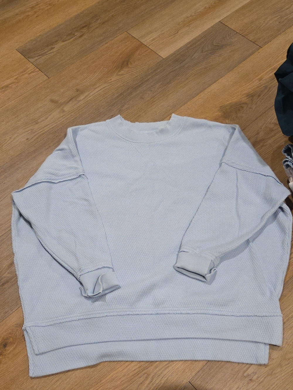 aerie Light Blue Waffle Knit Crewneck Sweatshirt